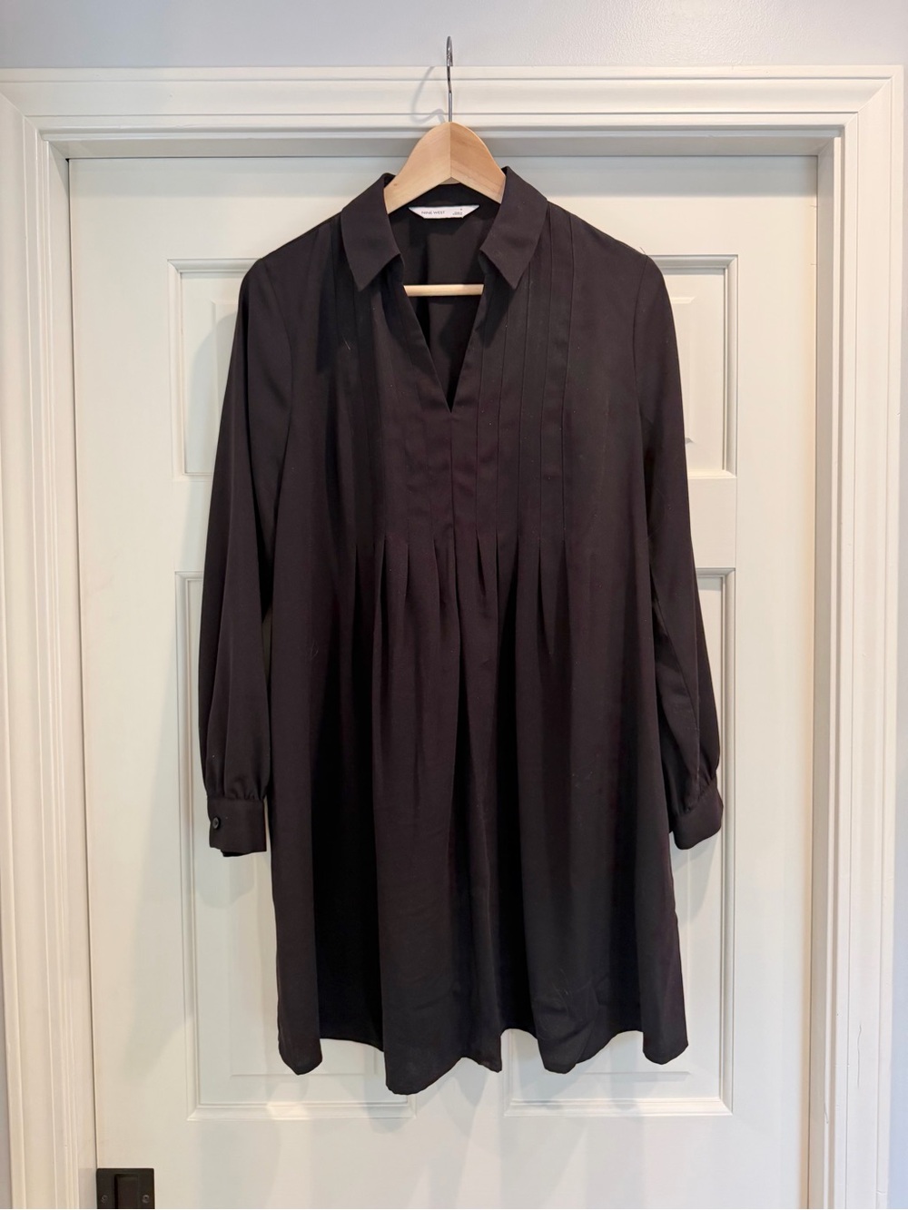 Nine West Black Pleated Long-Sleeve Tunic